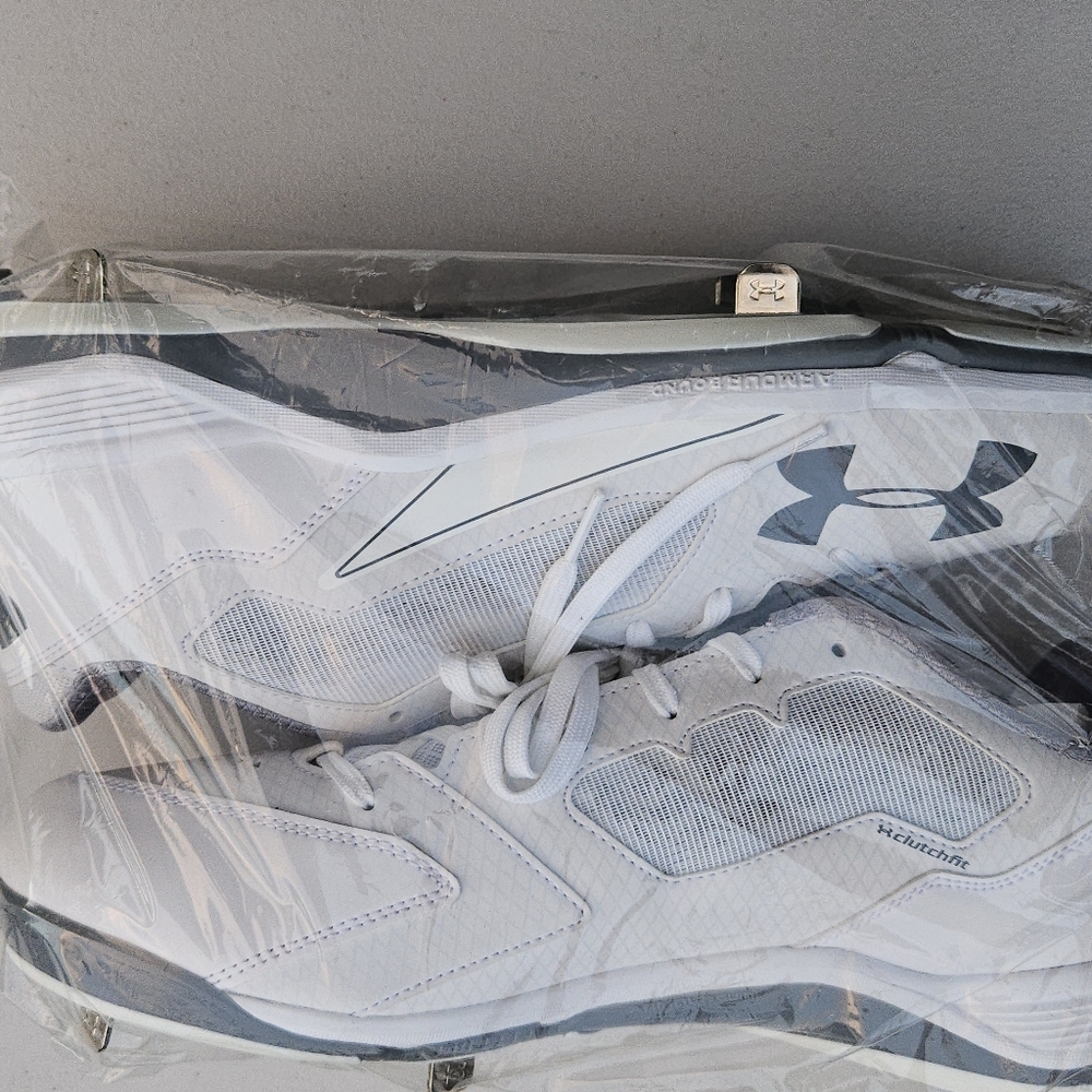 Men's Under Armour Ignite Low ST White BASEBALL cleats Sz. 14 - Picture 9 of 10